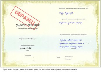 Повышение квалификации Оценка инвестиционных проектов: маркетинговые и финансовые инструменты