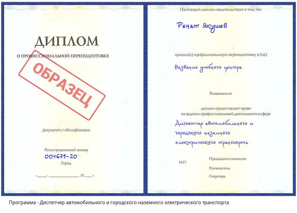 Диспетчер автомобильного и городского наземного электрического транспорта Луга