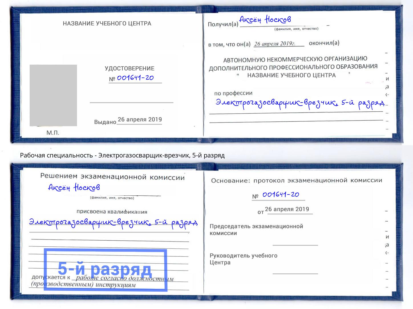 корочка 5-й разряд Электрогазосварщик – врезчик Луга